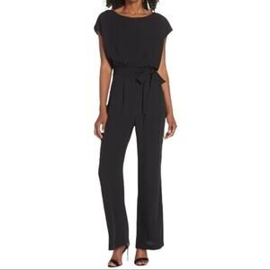 Eliza J Wide Leg Cap Sleeve Jumpsuit Black 14 NWT